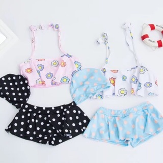 Set bơi cột dây kèm nón cho bé gái dưới 30kg y hình mẫu