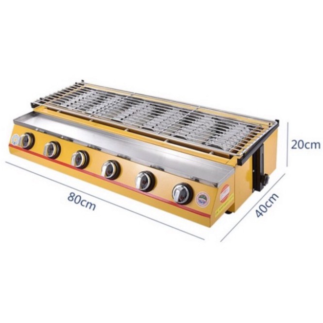 Bếp nướng hàu bằng gas, nướng hải sản, thịt bbq sử dụng ga 6 đầu đốt ETON ET-K233