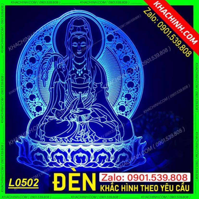 Đèn thờ Mẹ Quan Âm - đèn Phật Giáo để bàn thờ sáng đẹp khắc laser Mẫu L0502-B có Remote thay đổi 16 màu