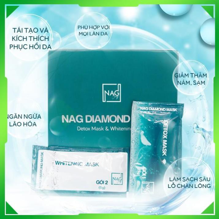 BỘ ĐÔI MẶT NẠ N.A.G DIAMOND MASK-Thải độc, dưỡng trắng da mặt toàn diện/DETOX MASK-WHITENING MASK | Thế Giới Skin Care