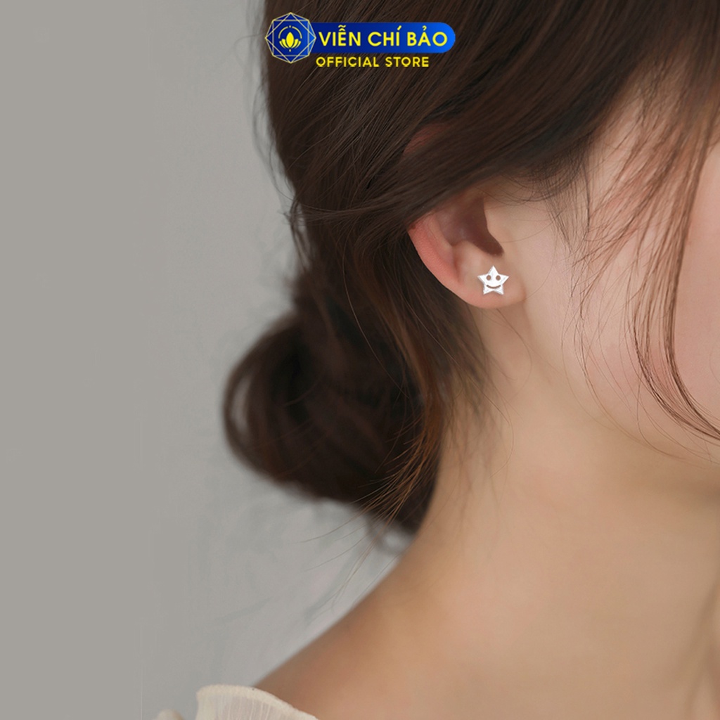 Bông tai bạc nữ hình ngôi sao mặt cười chất liệu bạc 925 thời trang phụ kiện trang sức nữ thương hiệu Viễn Chí Bảo E066
