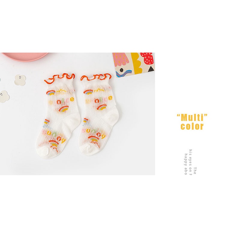 Vớ Cotton Phối Ren Lưới Mỏng Thoáng Khí Thêu Họa Tiết Hoạt Hình Dễ Thương Thời Trang Mùa Hè Cho Bé Trai