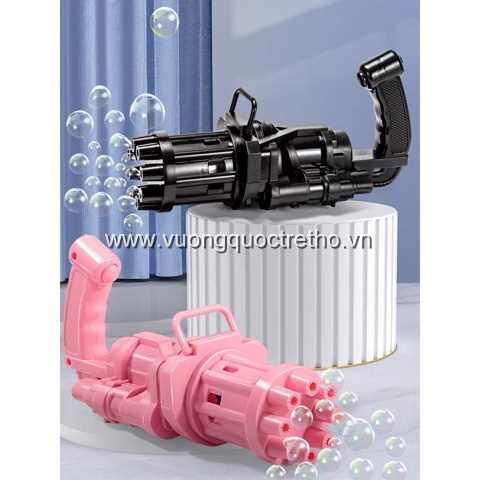 Súng Bắn Bong Bóng 8 Nòng Siêu Mạnh Cho Bé, Súng Máy Phun Thổi Bong Bóng Xà Phòng 8 Nòng Cho Bé