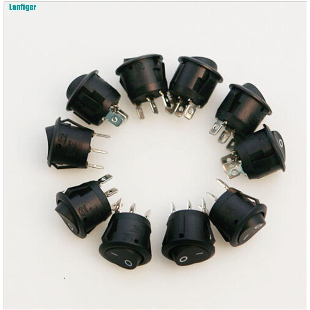 Set 10 Công Tắc ON / OFF Hình Tròn Mini 3 Chấu Màu Đen