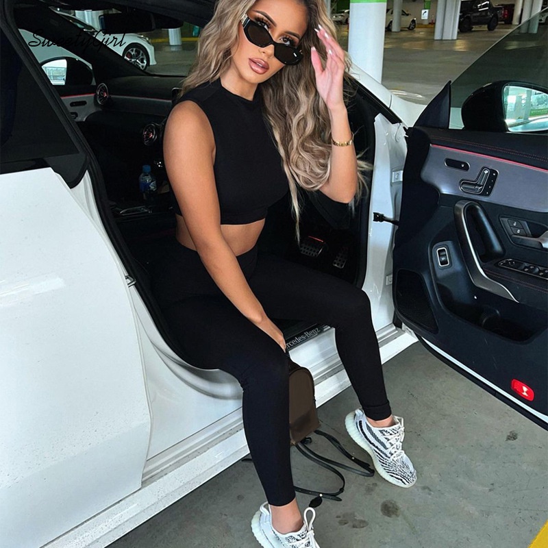 Bộ Đồ Thể Thao Sát Nách Cổ Tròn Màu Trơn Thời Trang 2022 Cho Nữ