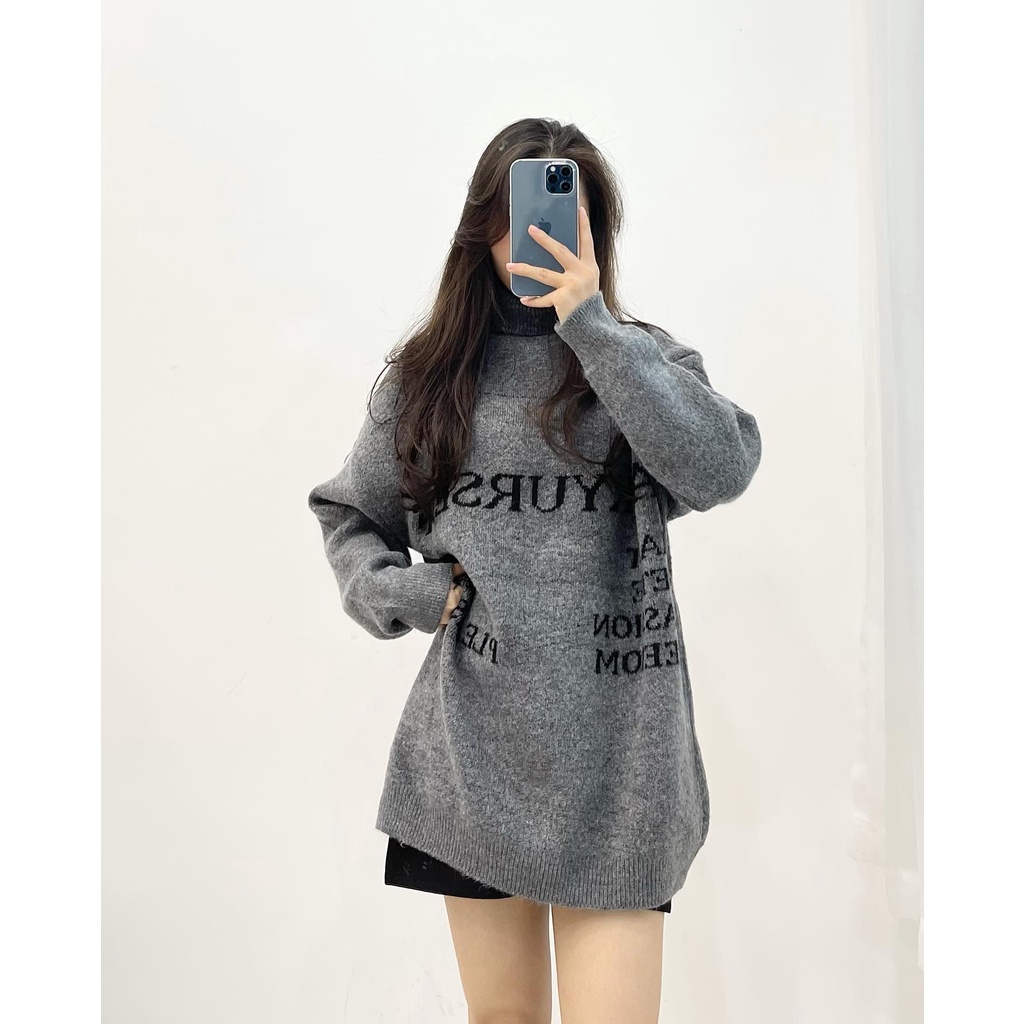 (FREESHIP)  áo len cổ cao chữ ngực dày dặn miho.house