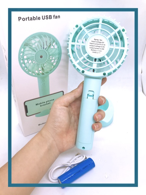 [kèm ảnh thật] QUẠT PHUN SƯƠNG CẦM TAY MINNI ĐIỀU HOÀ TẠO ĐỘ ẨM 3 TỐC ĐỘ, SẠC PIN TÍCH ĐIỆN
