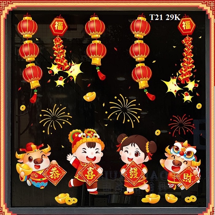 Decal năm mới trang trí cửa kính, decal trang trí Tết, đón tài lộc vào nhà | BigBuy360 - bigbuy360.vn