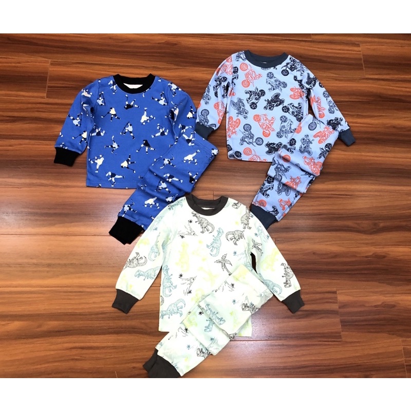 Bộ dài tay Bé Trai Kirklands thun cotton bo gấu Combodia xuất dư xịn - Đồ bộ ngủ mặc nhà thu đông