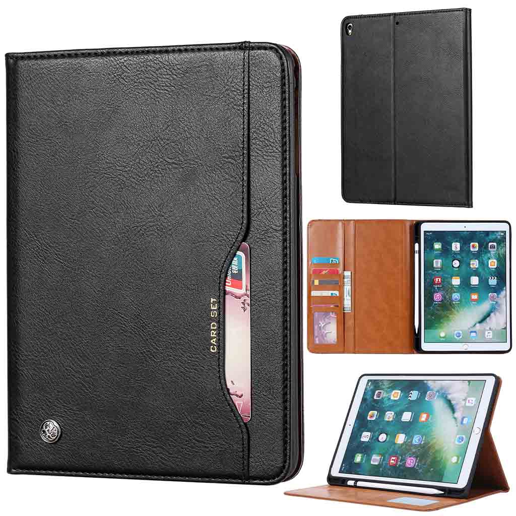 Pu Leather Case With Pen Holder For Apple iPad5 iPad6 iPad7thGen iPad8th iPad9 iPad10.2" mini3 mini4 mini5 mini6 8.3" Pro10.5" Air1 Air2 Air3 Air4 10.9" Pro11 Pro12.9" Auto Wake Sleep Cover