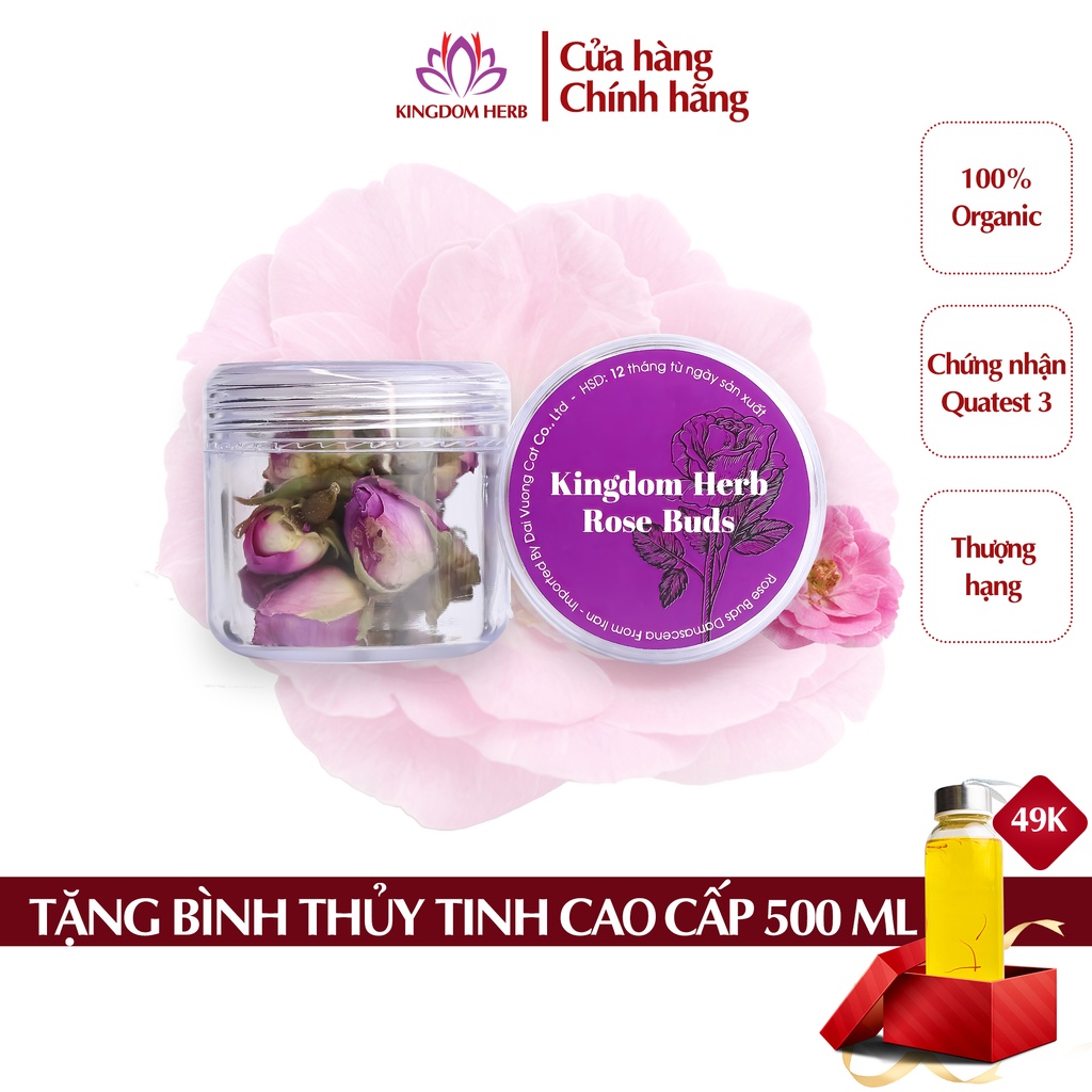 Nụ hoa hồng khô Kingdom Herb Iran chính hãng, trà hoa hồng khô hộp mẫu thử 3g