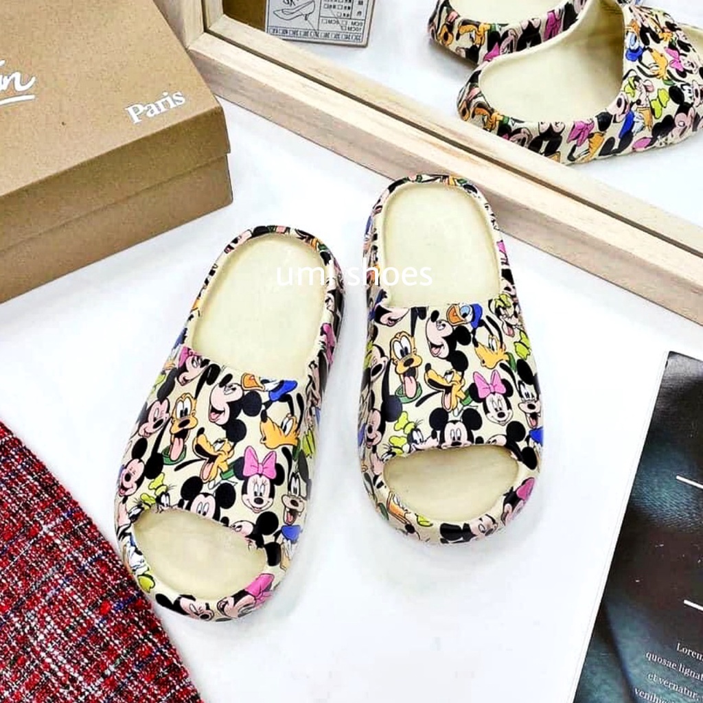 [LOẠI 1-ĐẾ SLIDE] Dép bánh mì quai ngang đế bằng cao hình mặt boy girl dáng nam nữ cute hot trend mới đi mưa rửa nước