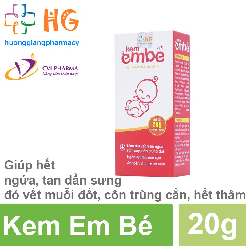 Kem Em Bé - Làm dịu vết mẩn ngứa, rôm sẩy, côn trùng đốt. Ngăn ngừa thâm sẹo. An toàn cho trẻ sơ sinh (Tub 20g)