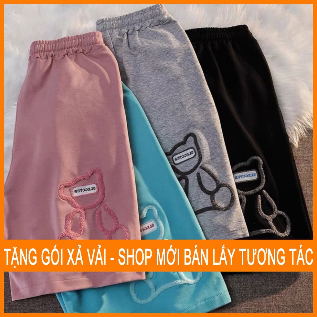 Quần Short Gấu thêu Unisex 🦋 Quần Đùi Nữ Gấu thêu 4 Màu 🦋
