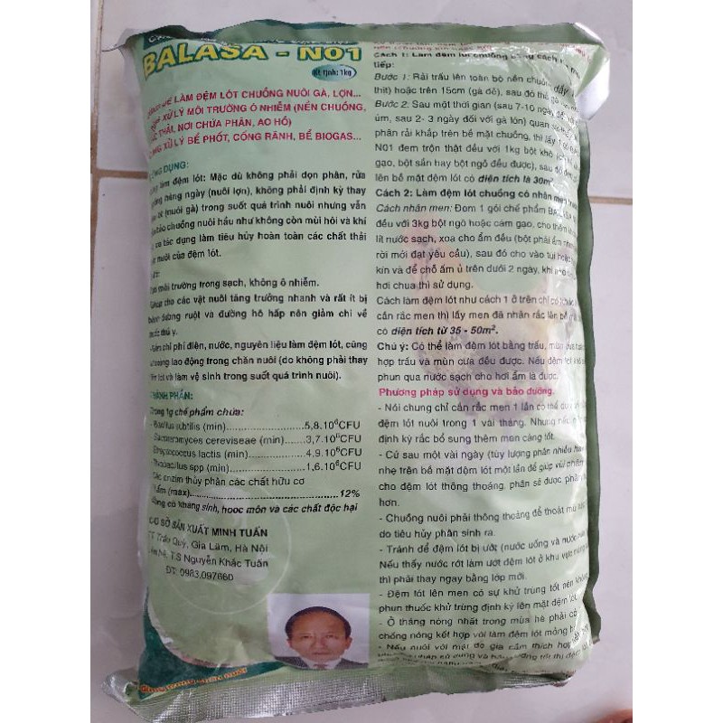 Men Balasa no1 gói 1kg Men vi sinh làm đệm lót chuồng nuôi gà, lợn, dê...