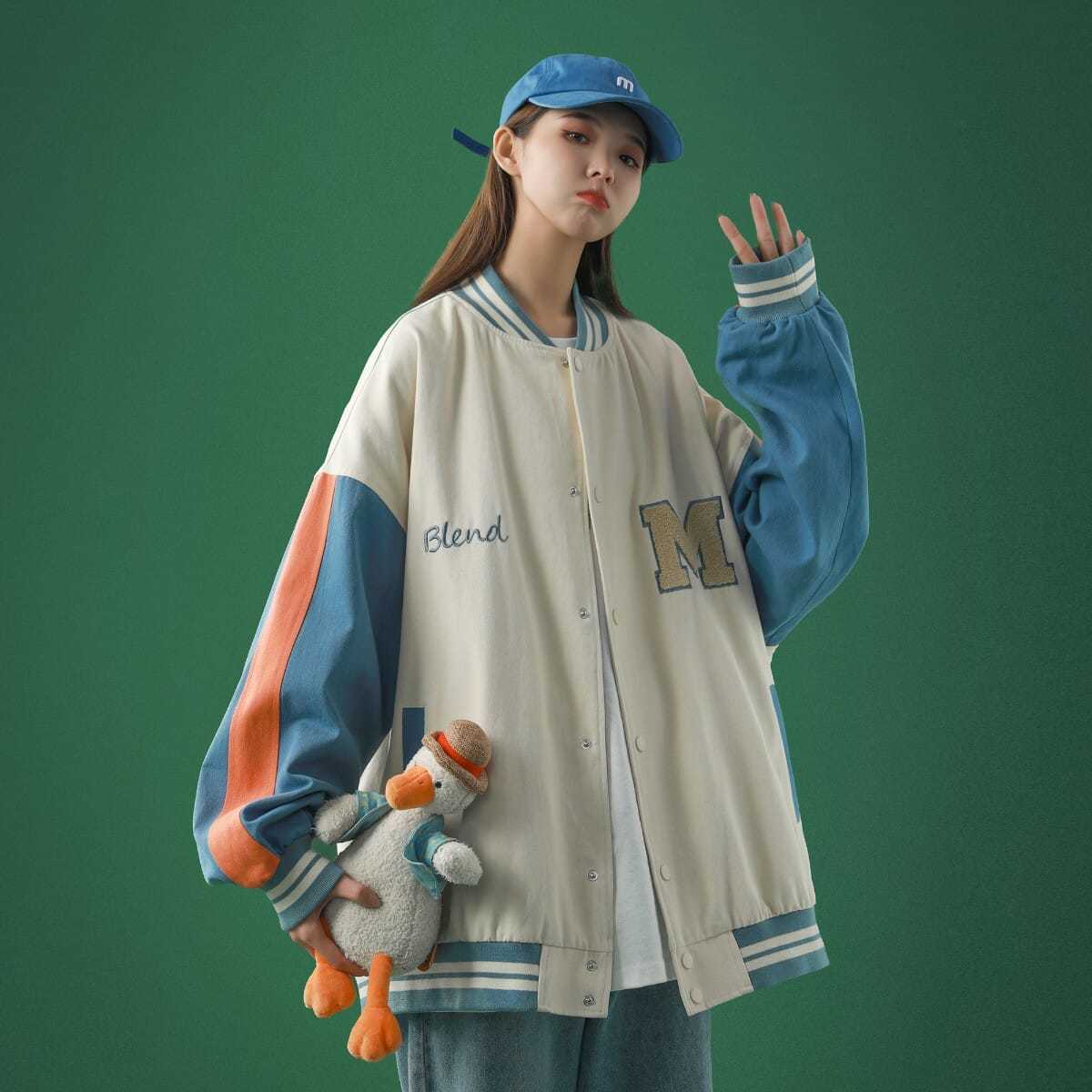 Áo Khoác Bóng Chày Form Rộng Phối Màu Thời Trang Cho Nữ | BigBuy360 - bigbuy360.vn