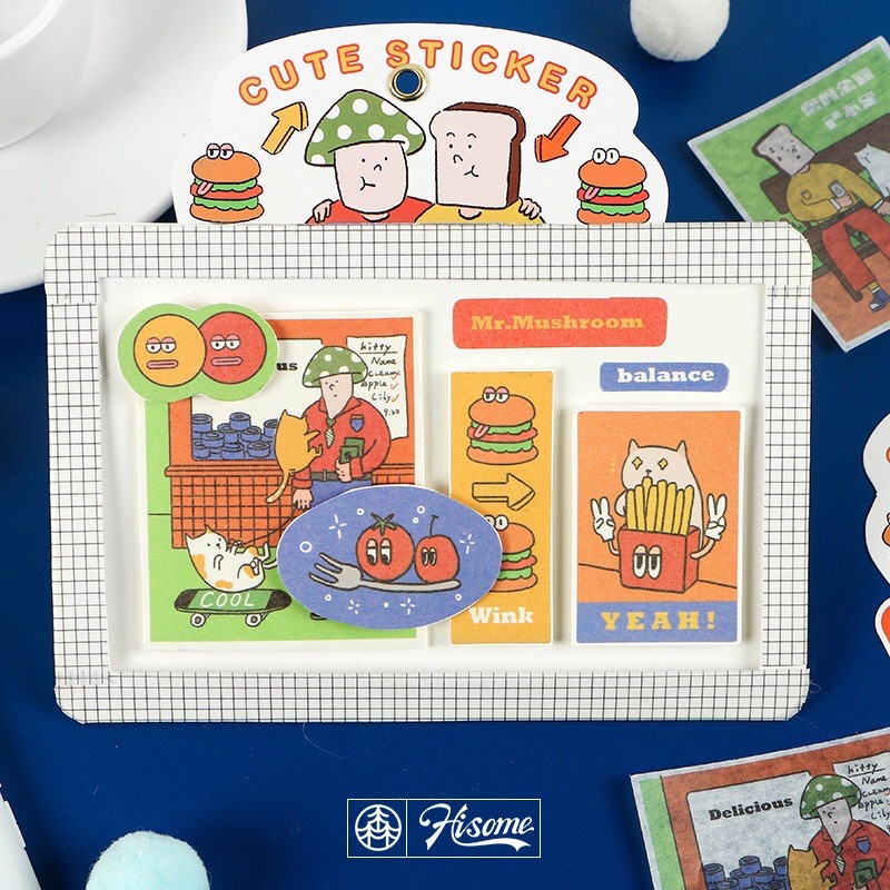 Túi 20 sticker hình dán tấm to kẻ lười biếng