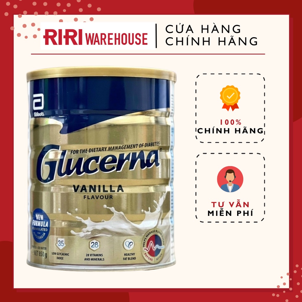 Sữa Glucerna vanilla 850g Úc_ Dành cho người tiểu đường (Date 6.23)