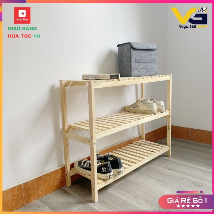 Kệ Giày Dép Gỗ  Thông 3 Tầng Decor, Trang Trí Phòng Vega365.vn