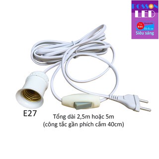 ⚡NOW SHIP⚡ Đui đèn E27 liền công tắc dây 2m5,5m .