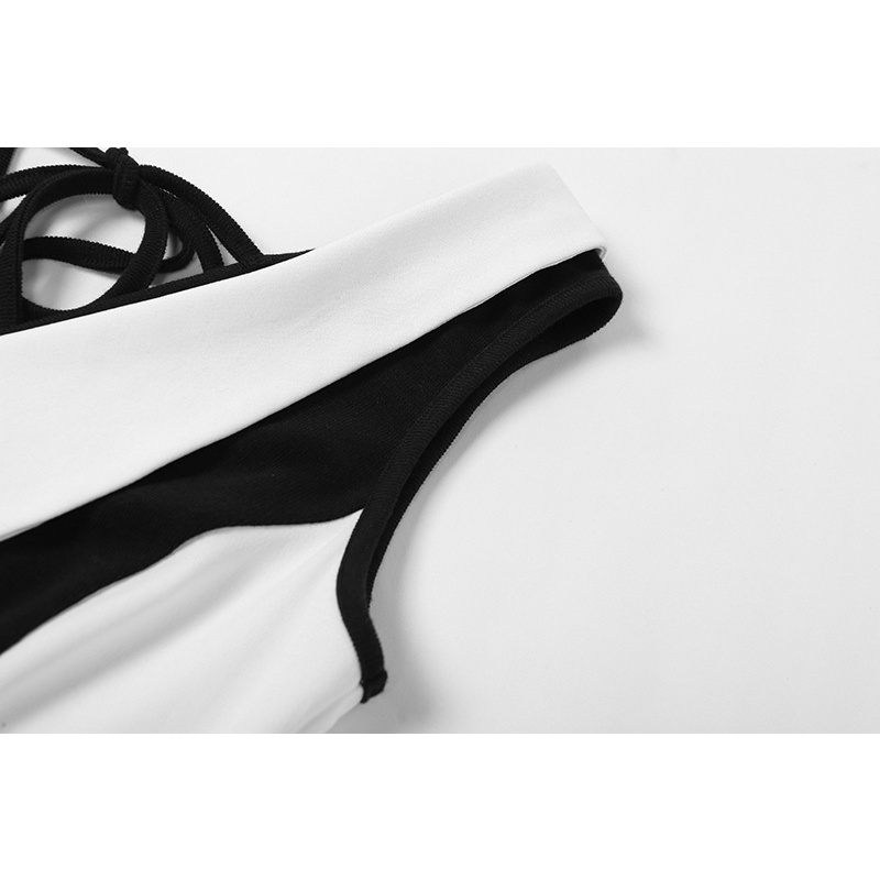 Đầm Không Tay Cổ Bẻ Màu Sắc Tương Phản Thời Trang Quyến Rũ Dành Cho Nữ 2022