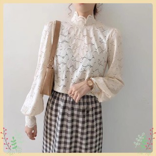 [Mặc Là Sang] Áo Ren Lury Tay Bồng, Áo Ren Dài Tay Cổ 3 Phân, Chất Liệu Ren Hàn Cao Cấp, Form Đẹp Từng Đường Kim Mũi Chỉ