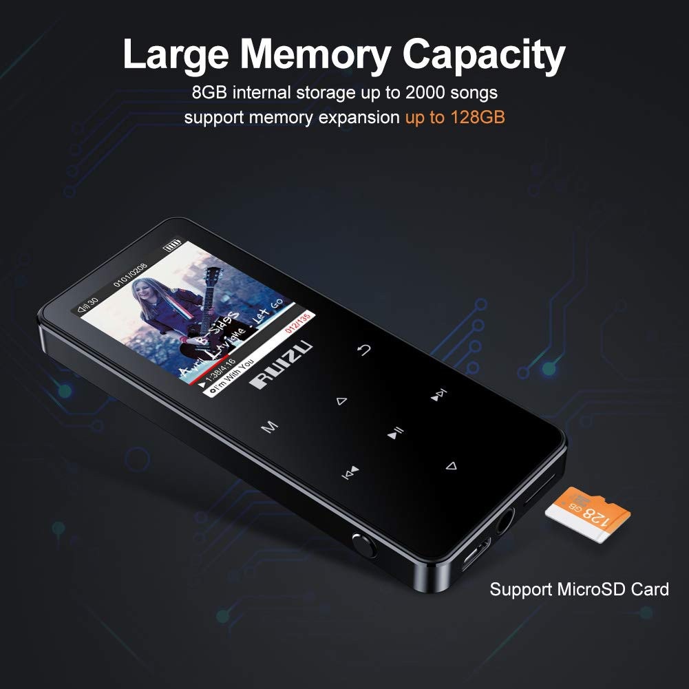 Máy Nghe Nhạc Ruizu D51 Bluetooth 5.0 Bản 8Gb -  Có Loa Ngoài - Màn cong 1,5D - Phiên bản 2021