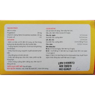 1 ống PROGESTERONE 2ml dùng an th-ai cho chó, mèo, trâu, bò, ngựa 