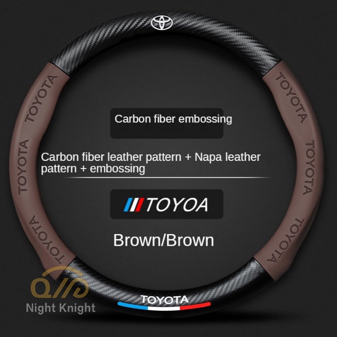 Vỏ bọc vô lăng xe hơi bằng sợi carbon cho Toyota Camry Altis Vigo Fortuner CHR Vios Yaris Ativ Hilux REVO Avanza sienta hiace