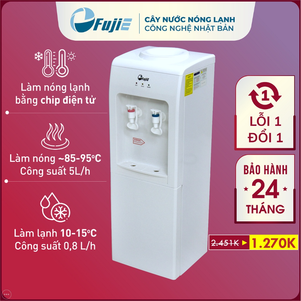 Cây nước nóng lạnh Nhập Khẩu Fujie WD1105E, bình lọc máy lọc nước nóng lạnh tự ngắt mini uống công nghệ Nhật Bản