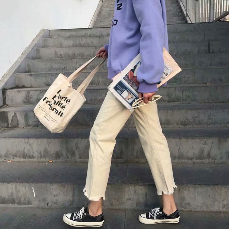 Quần Kaki Ống Rộng Tua Gấu Phong Cách Cá Tính