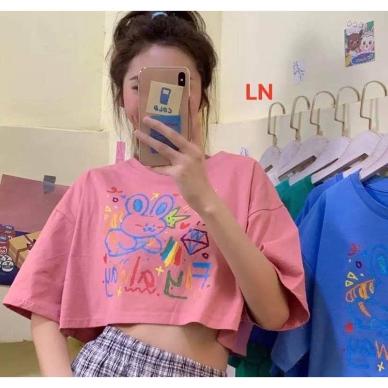 Áo croptop thỏ FLY alway ngắn tay LN11