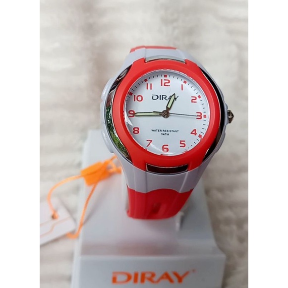 Đồng hồ trẻ em Diray màu đỏ dây silicon bền bỉ, chống nước 3atm