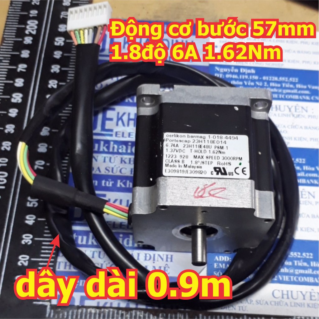 Động cơ bước 57mm 6A 1.8 độ, 3000V/P trục 6.3mm 720g 8 DÂY  momen xoắn lớn 1.62Nm dùng chế máy in 3D... kde5172