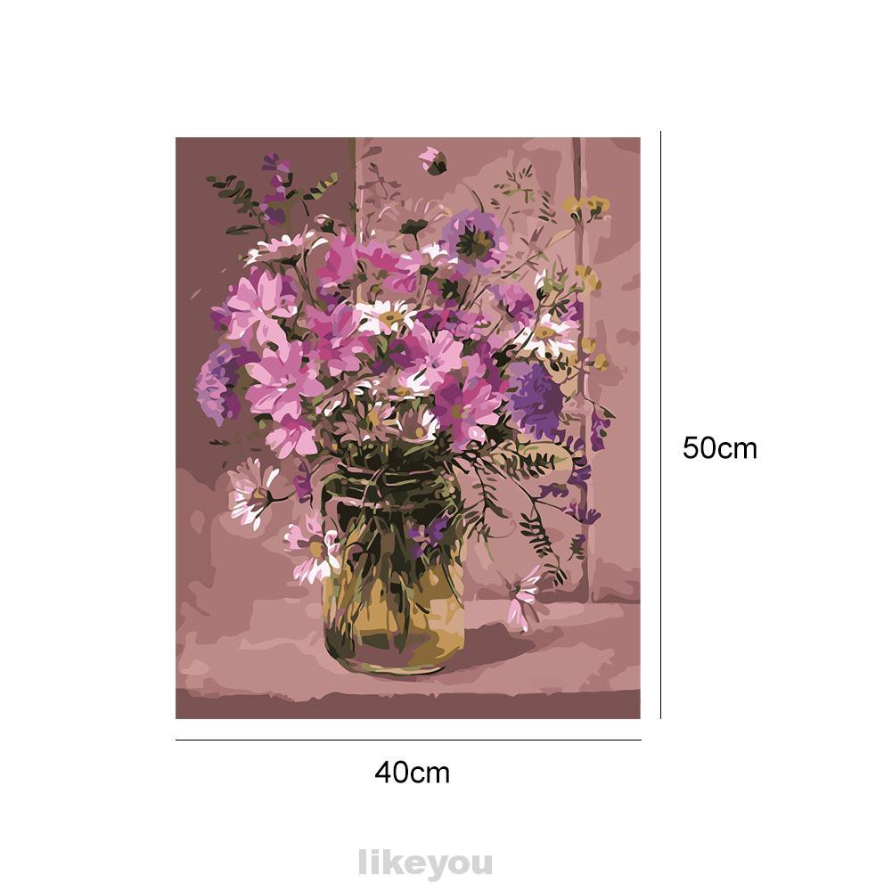 Bộ Tranh Sơn Dầu 40x50cm Tự Làm Hình Bông Hoa Màu Tím Trang Trí Nhà Cửa