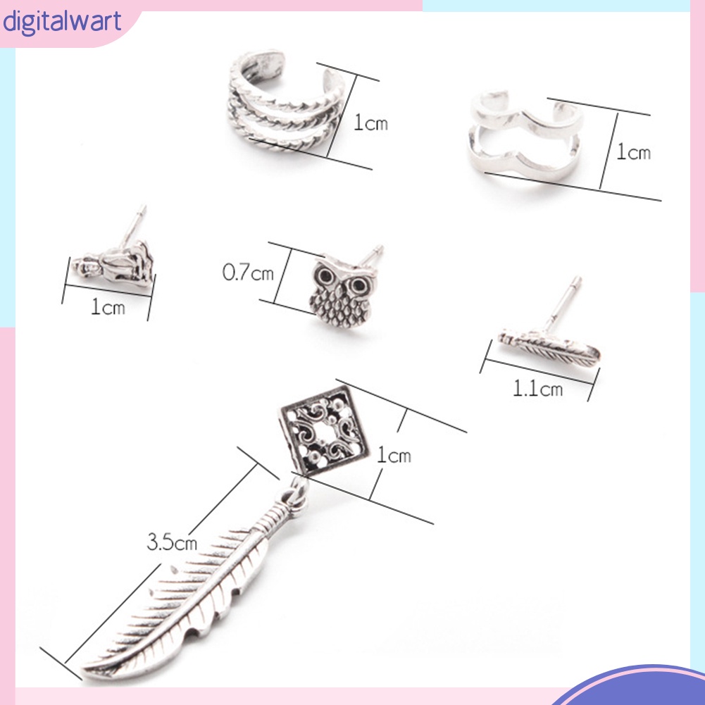 Set 6 khuyên vành tai kim loại Vintage cho nữ