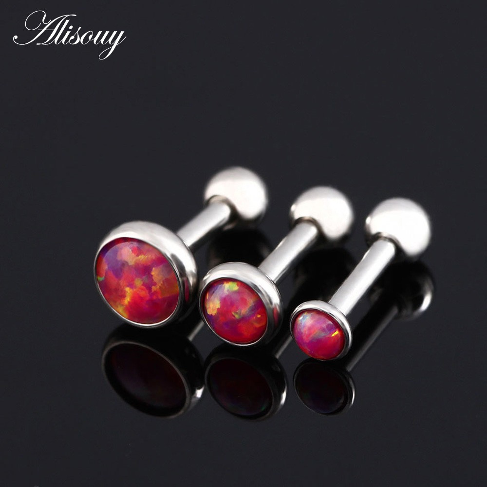 Alisouy 1 Khuyên Xỏ Cơ Thể Bằng Đá opal Thời Trang 3mm 4mm 5mm