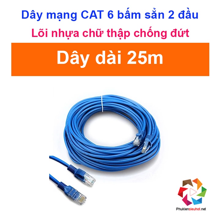 Dây mạng CAT 6 AMPLX bấm sẵn 2 đầu 2 m / 5m / 10m / 15m / 20m / 25m