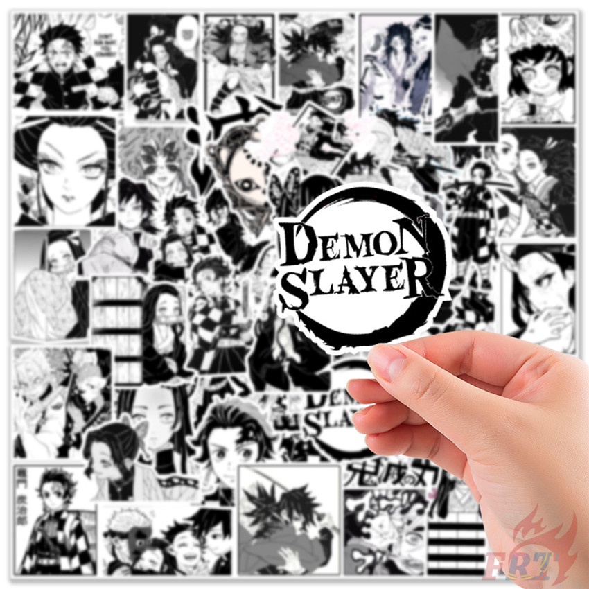 Bộ 100 Cái / Bộ ❉ Demon Slayer &amp; Tokyo Revengers. Hình Dán Đen Trắng ❉ Miếng Dán Chống Thấm Nước Thời Trang