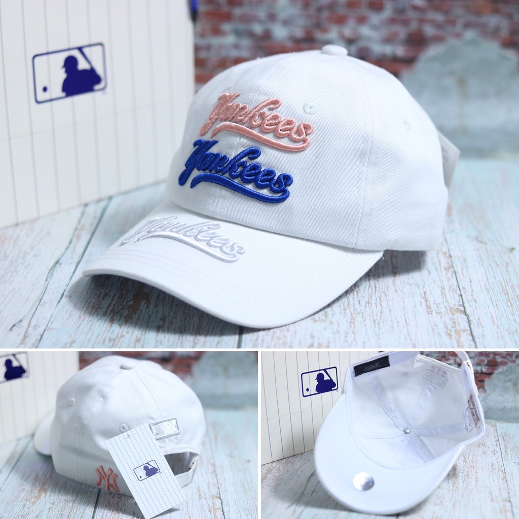 Mũ lưỡi trai MLB, Nón kết 2 màu trắng đen free size [Fullbox - tem tag]
