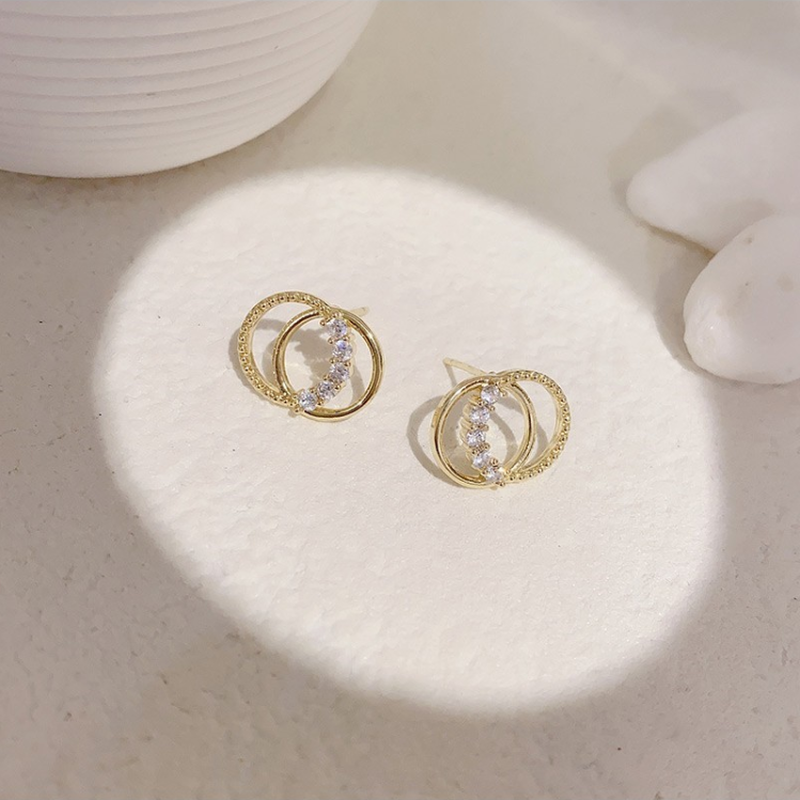 Bông Tai Mạ Bạc 925 Hình Tròn Đính Đá Zircon Thời Trang Cho Nữ