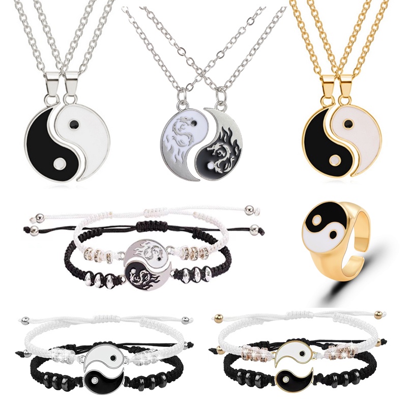 Set 2 Vòng Tay Âm Dương Bện Dây Cho Cặp Đôi