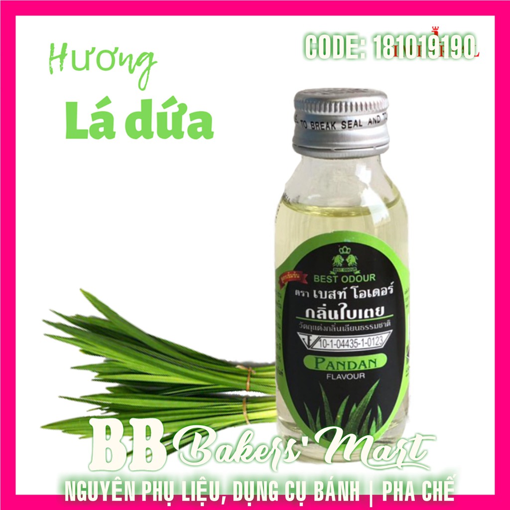 Hương mùi Lá Dứa PANDAN Best Odour Thái Lan - Chai 30ml