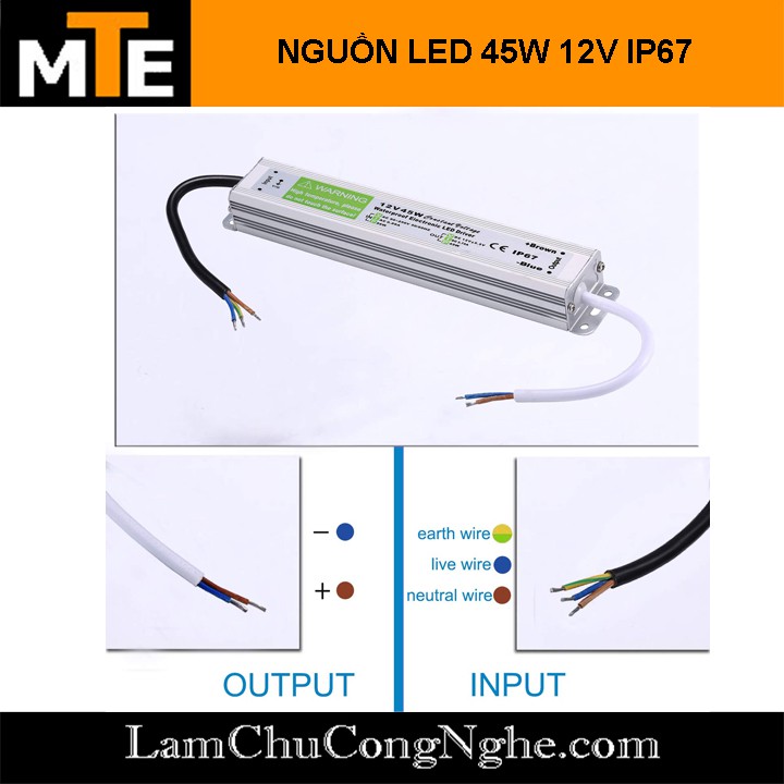 Nguồn led 12V 45W chống nước sử dụng cho led gương ...