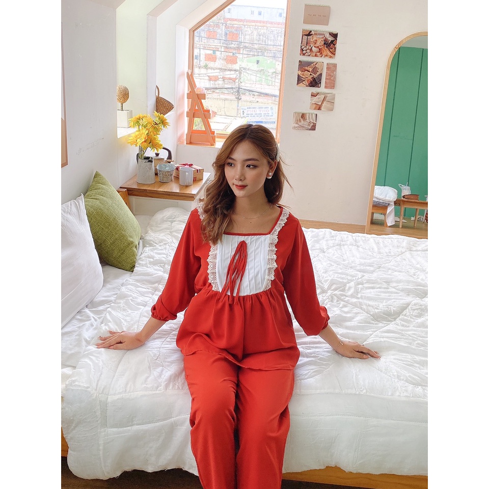 Bộ lụa Bầu phối ren sang chảnh