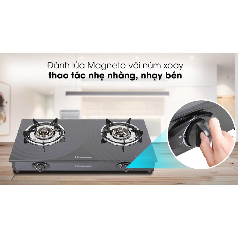 Bếp ga đôi Kangaroo KG519M Chính hãng trưng bày+Tặng dây gas-bếp nấu tiết kiệm gas