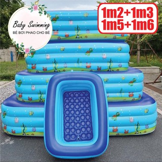 (TẶNG BƠM ĐIỆN ) Bể Phao Hình Chữ Nhật 3 Tầng 130cm Hoạ Tiết Hoạt Hình- BỂ BƠI PHAO BƠI BƠM HƠI- center247
