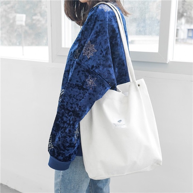 Túi tote vải canvas nhung đeo chéo phong cách Hàn Quốc | BigBuy360 - bigbuy360.vn