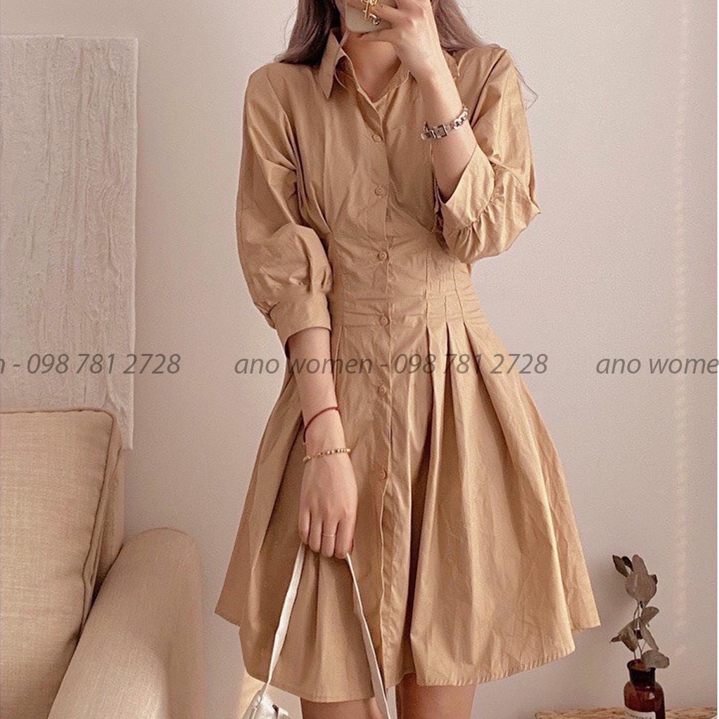 Váy Đầm Sơ Mi Dáng Dài Thắt Eo Tôn Dáng Dễ Thương | BigBuy360 - bigbuy360.vn