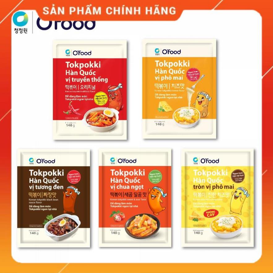 Tokbokki / tokpokki Hàn Quốc O'food gói 140gr, 5 vị truyền thống, phô mai cay & không cay, tương đen, chua ngọt